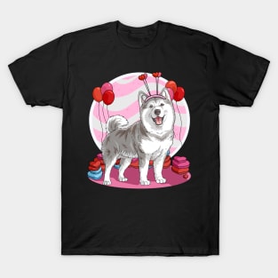 Alaskan Malamute Valentines Day Heart Dogs Puppy Love T-Shirt